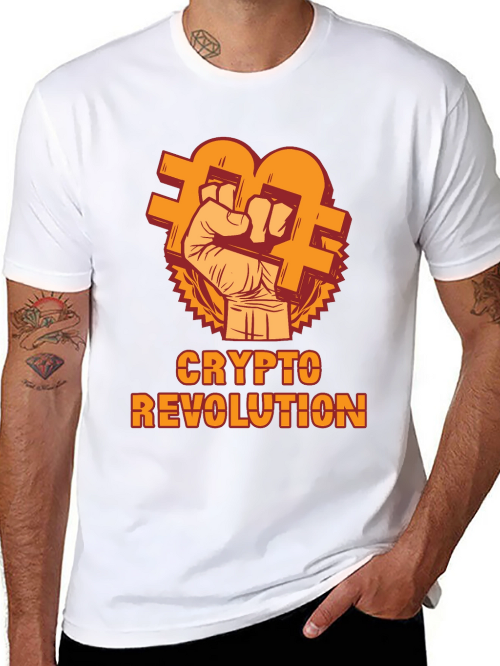 Crypto Revolution T-Shirt - Bitcoin Fist Design