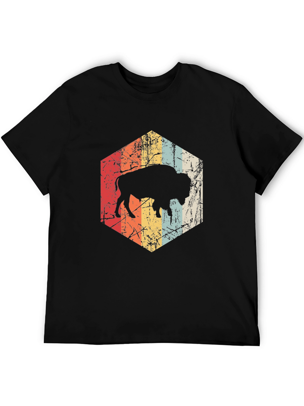 Retro Bison Graphic Tee - Distressed Design
