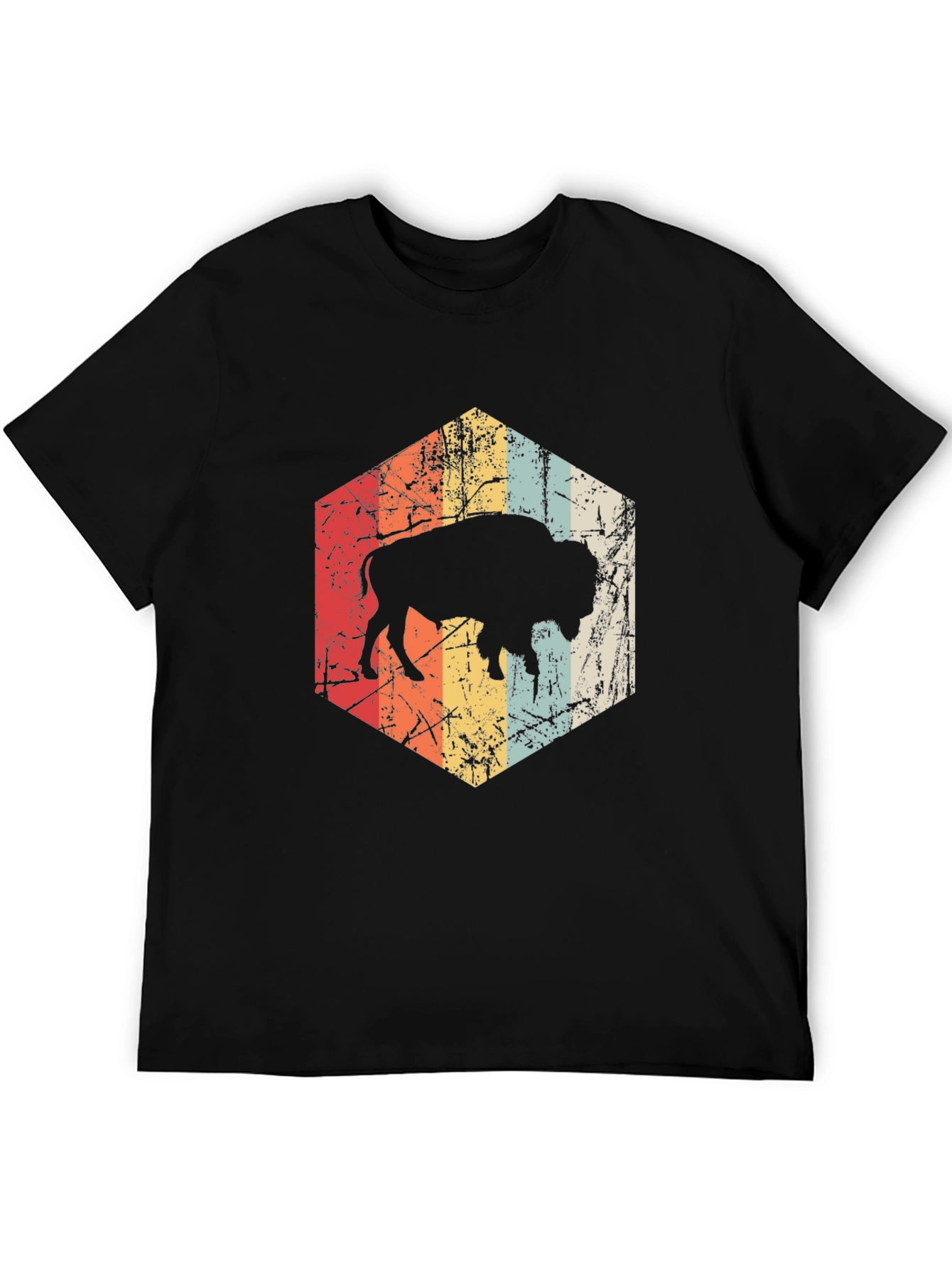 Retro Bison Graphic Tee - Distressed Design