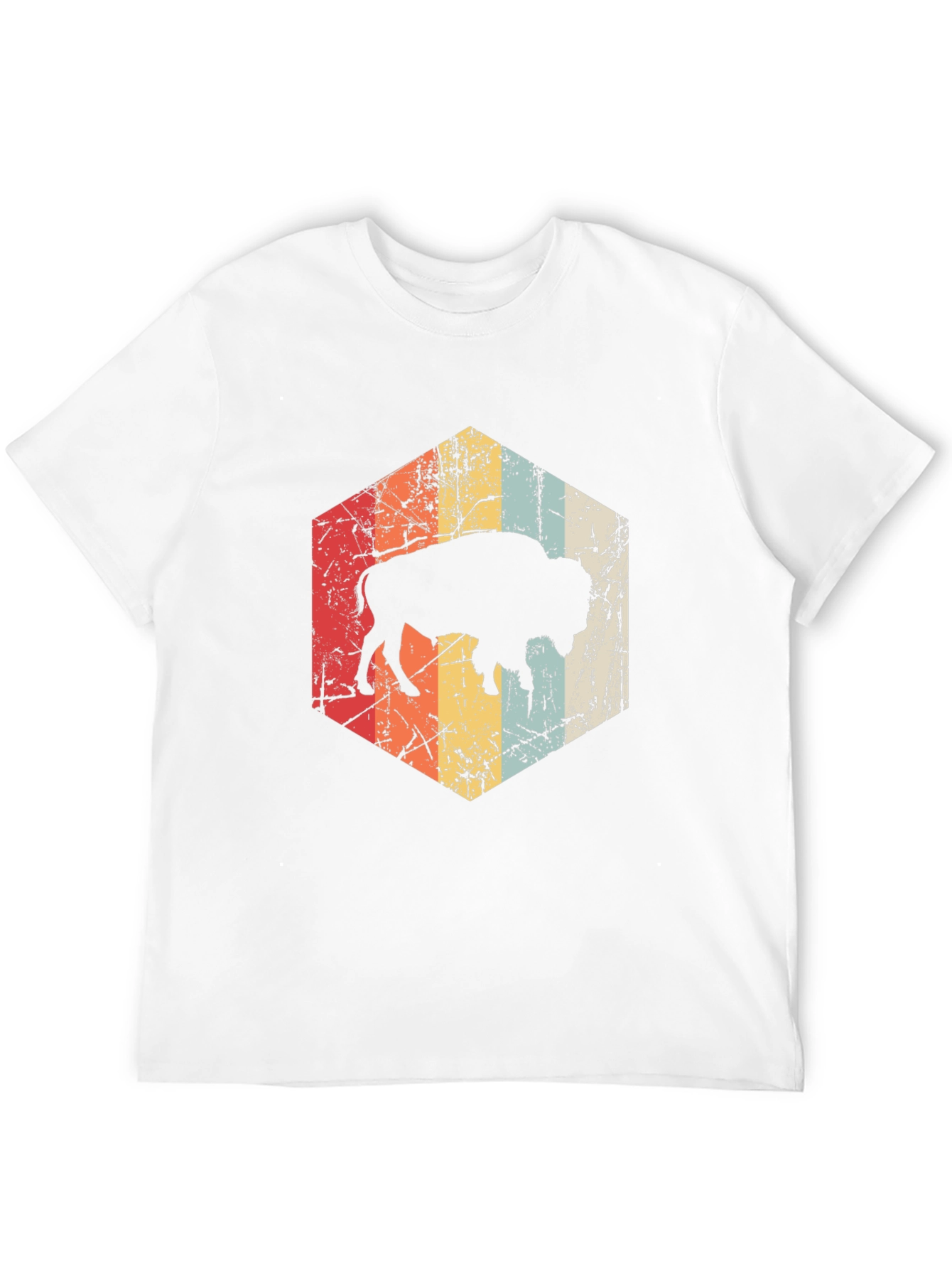 Retro Bison Graphic Tee - Distressed Design