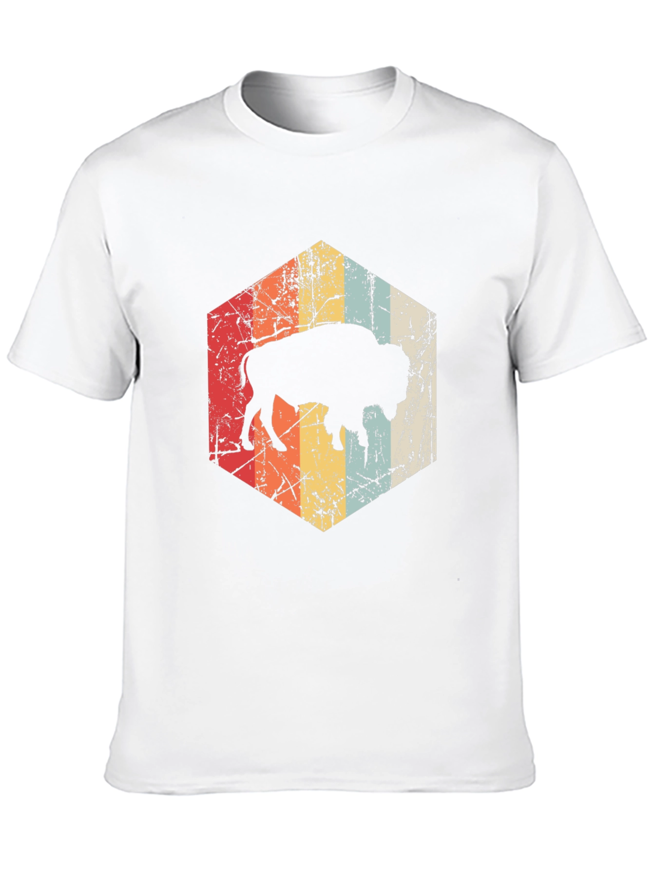 Retro Bison Graphic Tee - Distressed Design