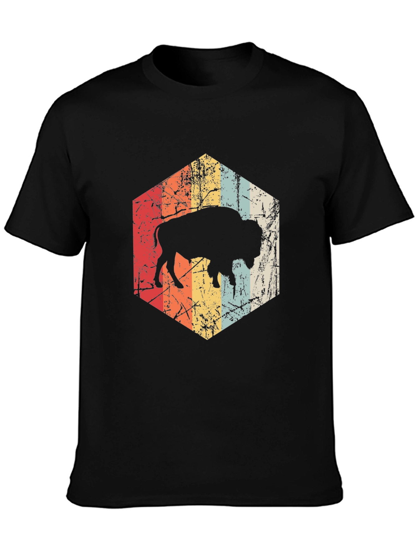 Retro Bison Graphic Tee - Distressed Design