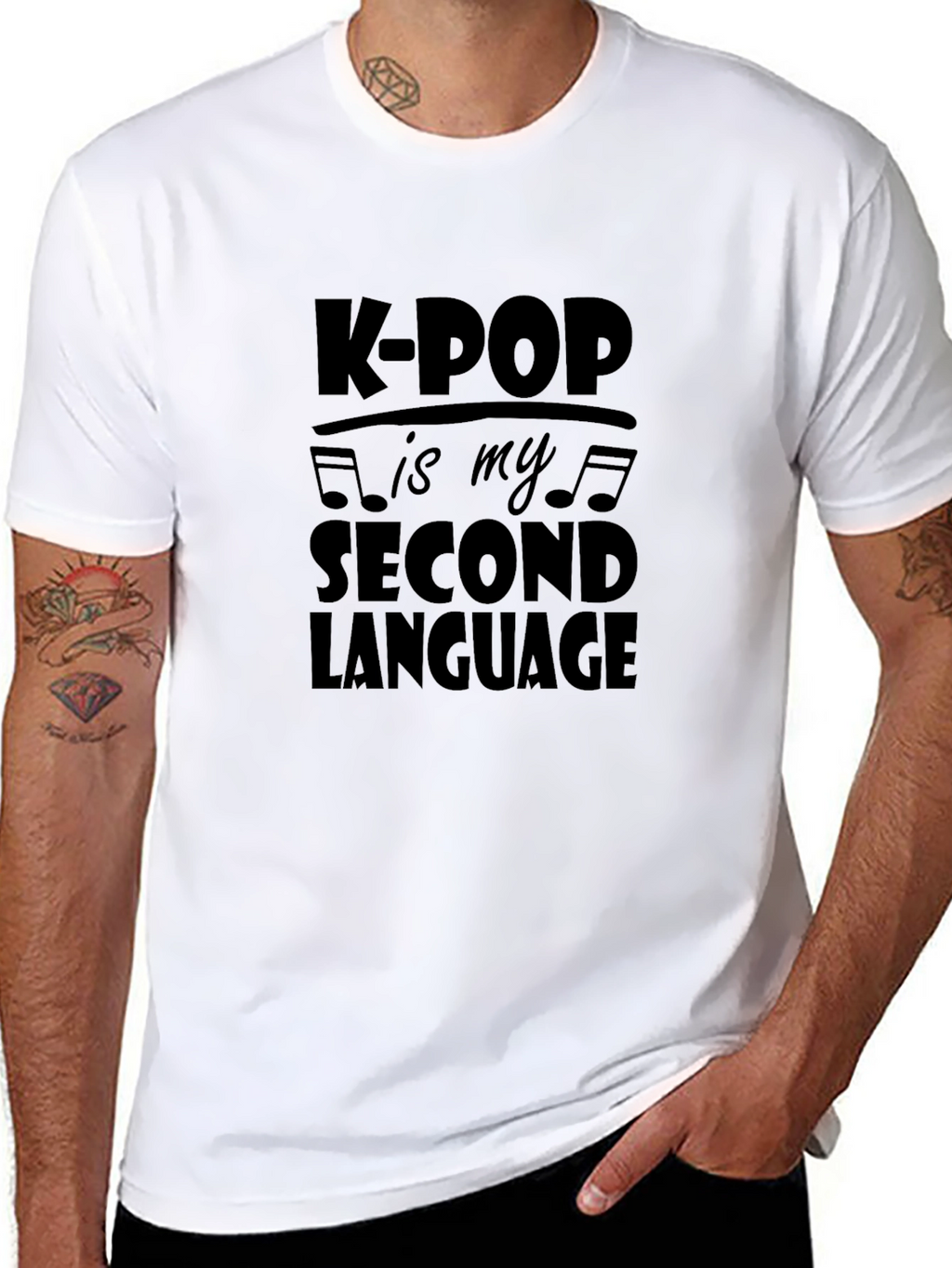 K-POP is My Second Language Black T-Shirt