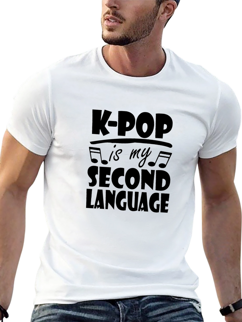 K-POP is My Second Language Black T-Shirt