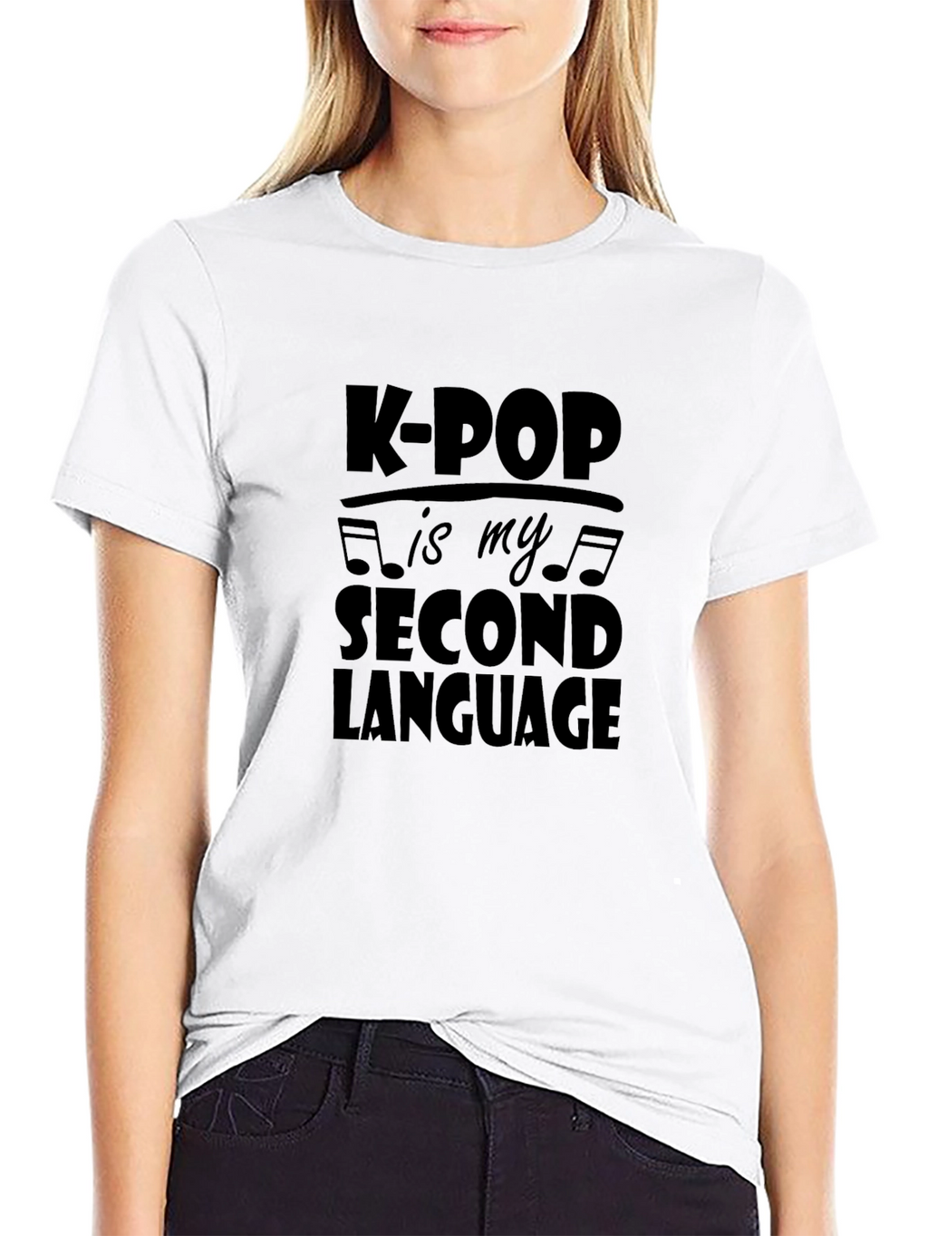 K-POP is My Second Language Black T-Shirt