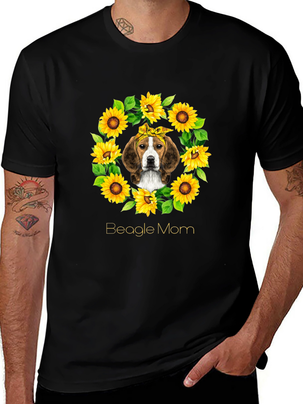 Beagle Mom Sunflower T-Shirt - Unisex