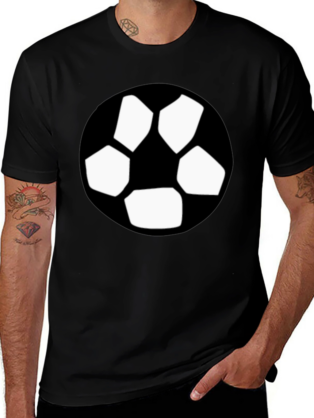 Black T-Shirt with Soccer Ball Graphic