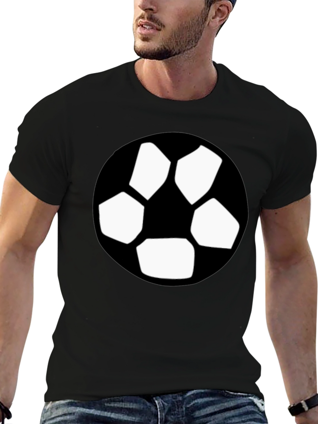 Black T-Shirt with Soccer Ball Graphic