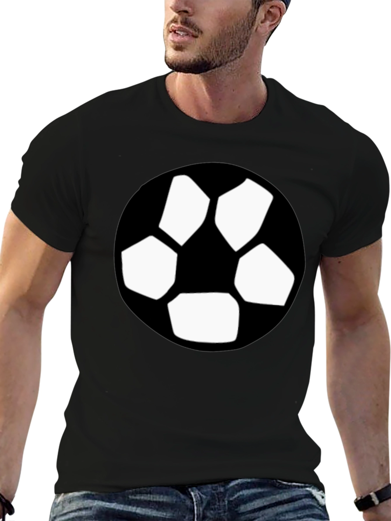 Black T-Shirt with Soccer Ball Graphic