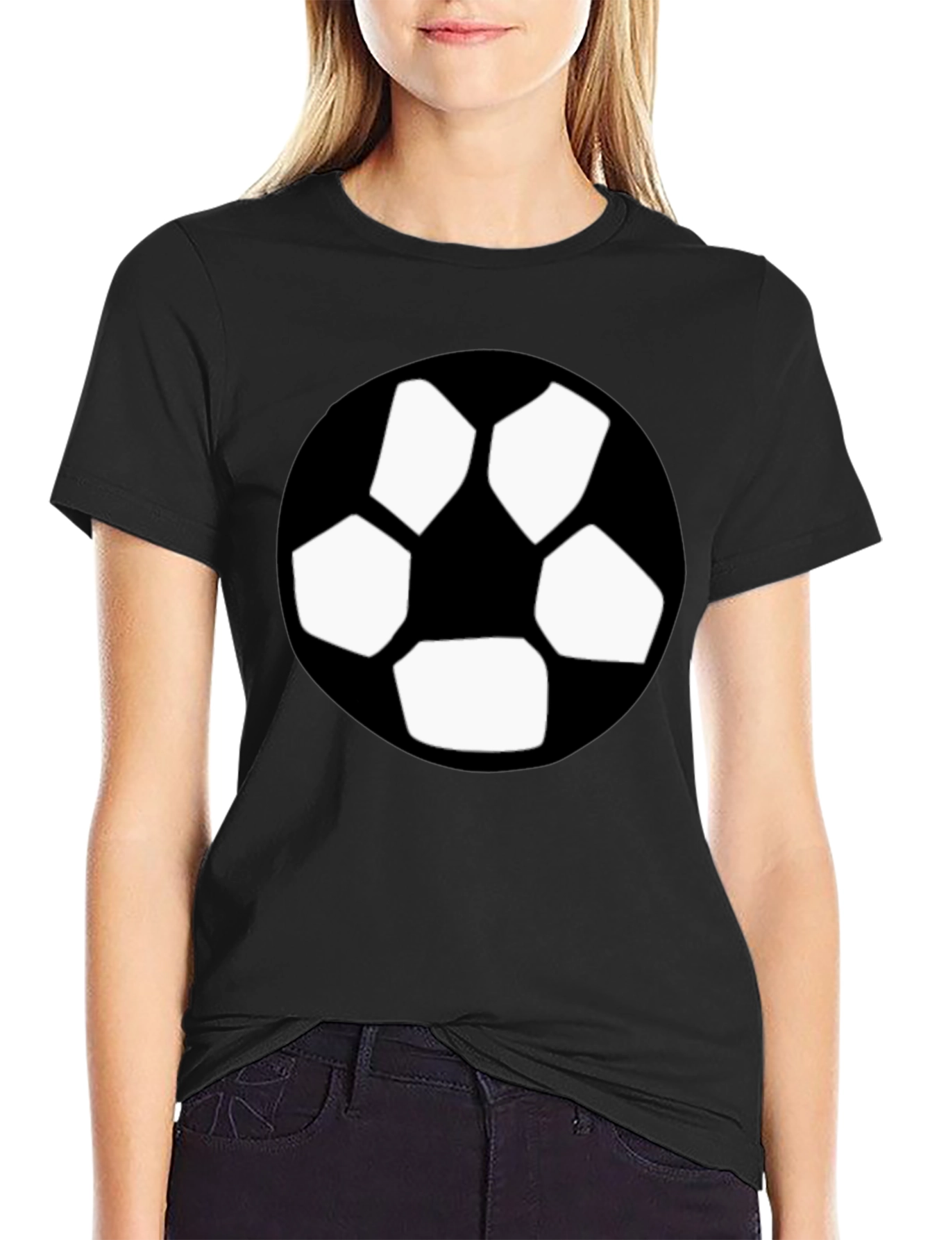 Black T-Shirt with Soccer Ball Graphic