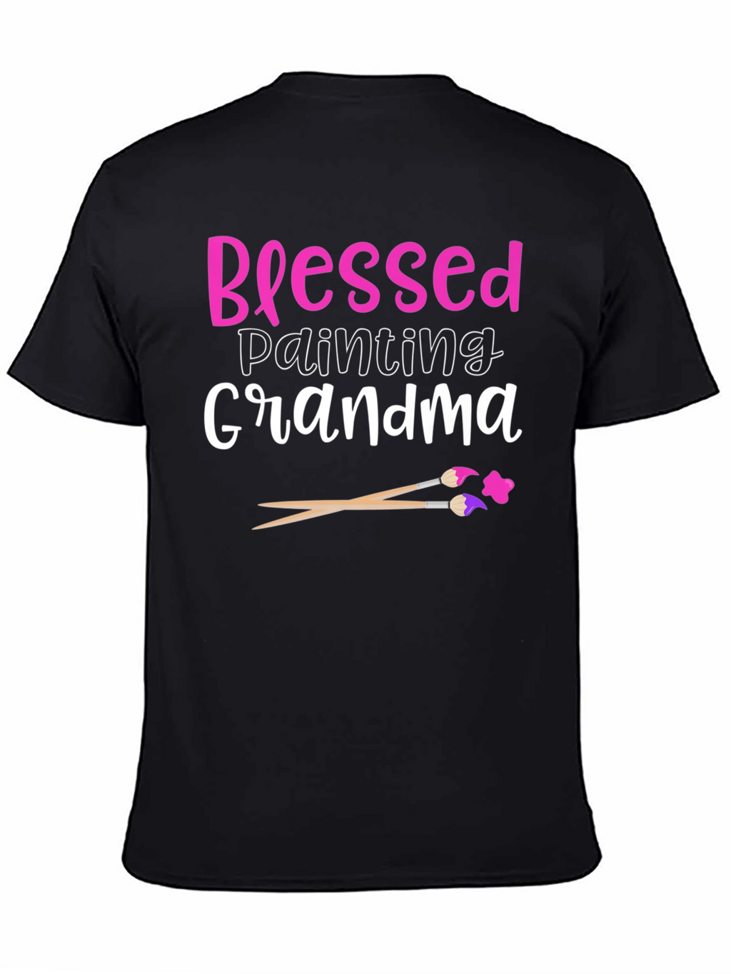 Blessed Painting Grandma Graphic Tee - Black