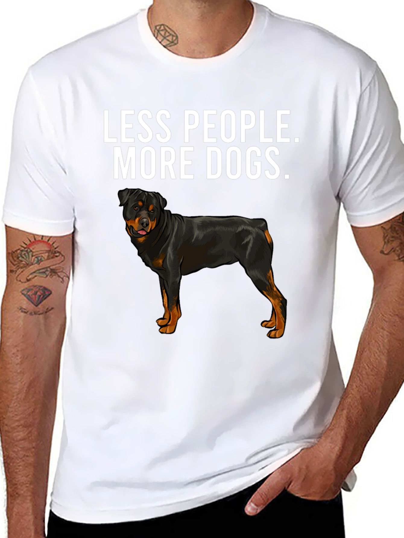 Less People More Dogs Rottweiler T-Shirt