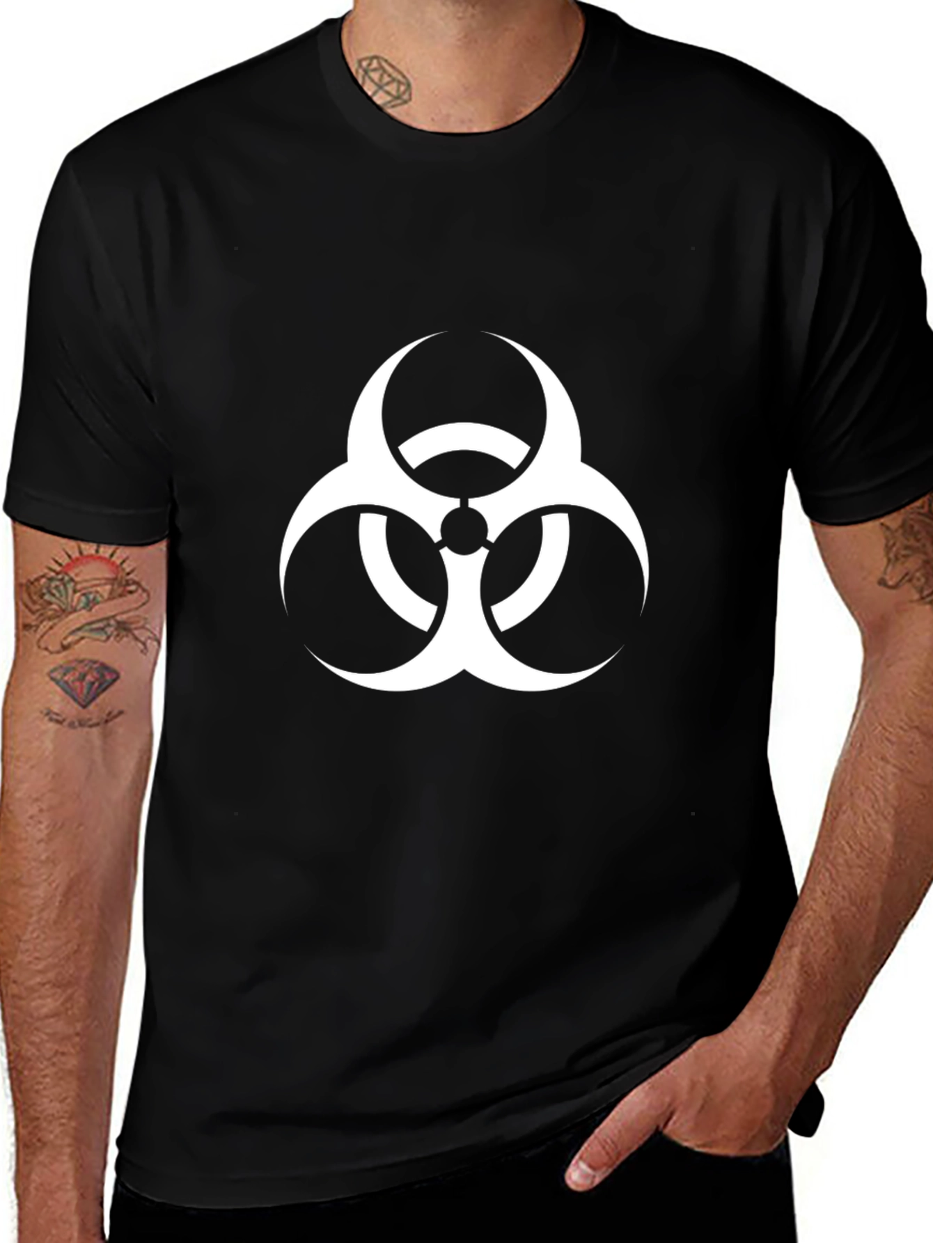 Biohazard Symbol Graphic Tee - Casual Style