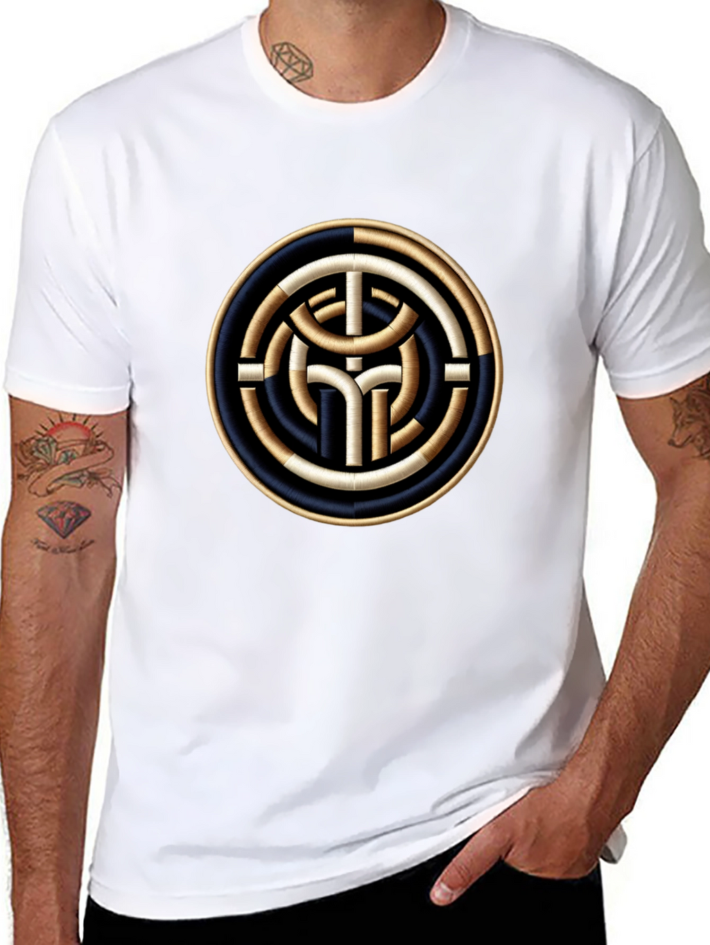 Circular Celtic Knot Design T-Shirt - Black