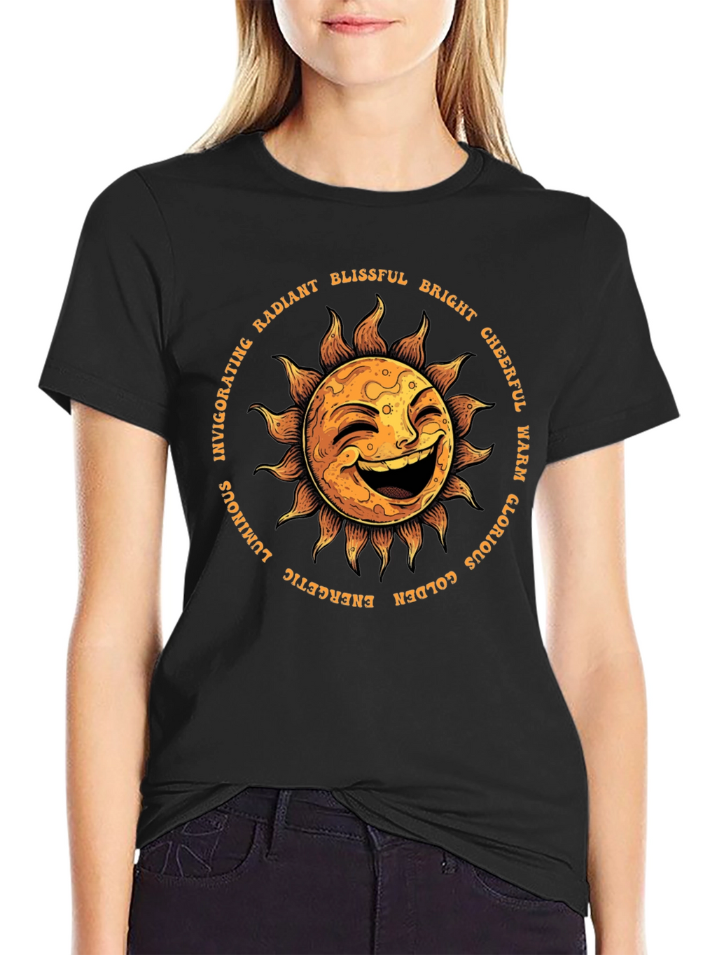 Smiling Sun Graphic T-Shirt - Black