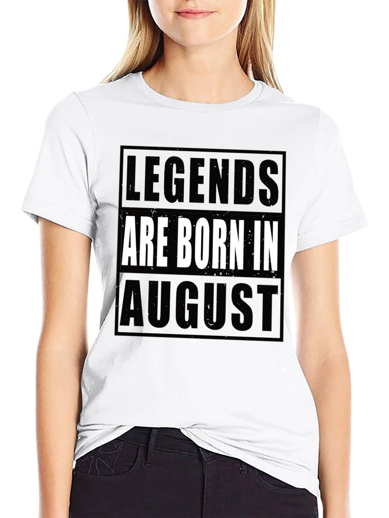 Legends Are Born in August Black T-Shirt