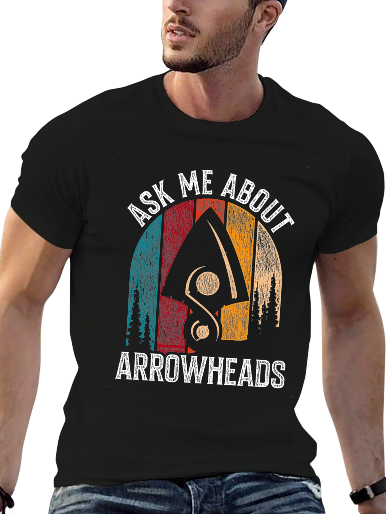 Ask Me About Arrowheads Black T-Shirt