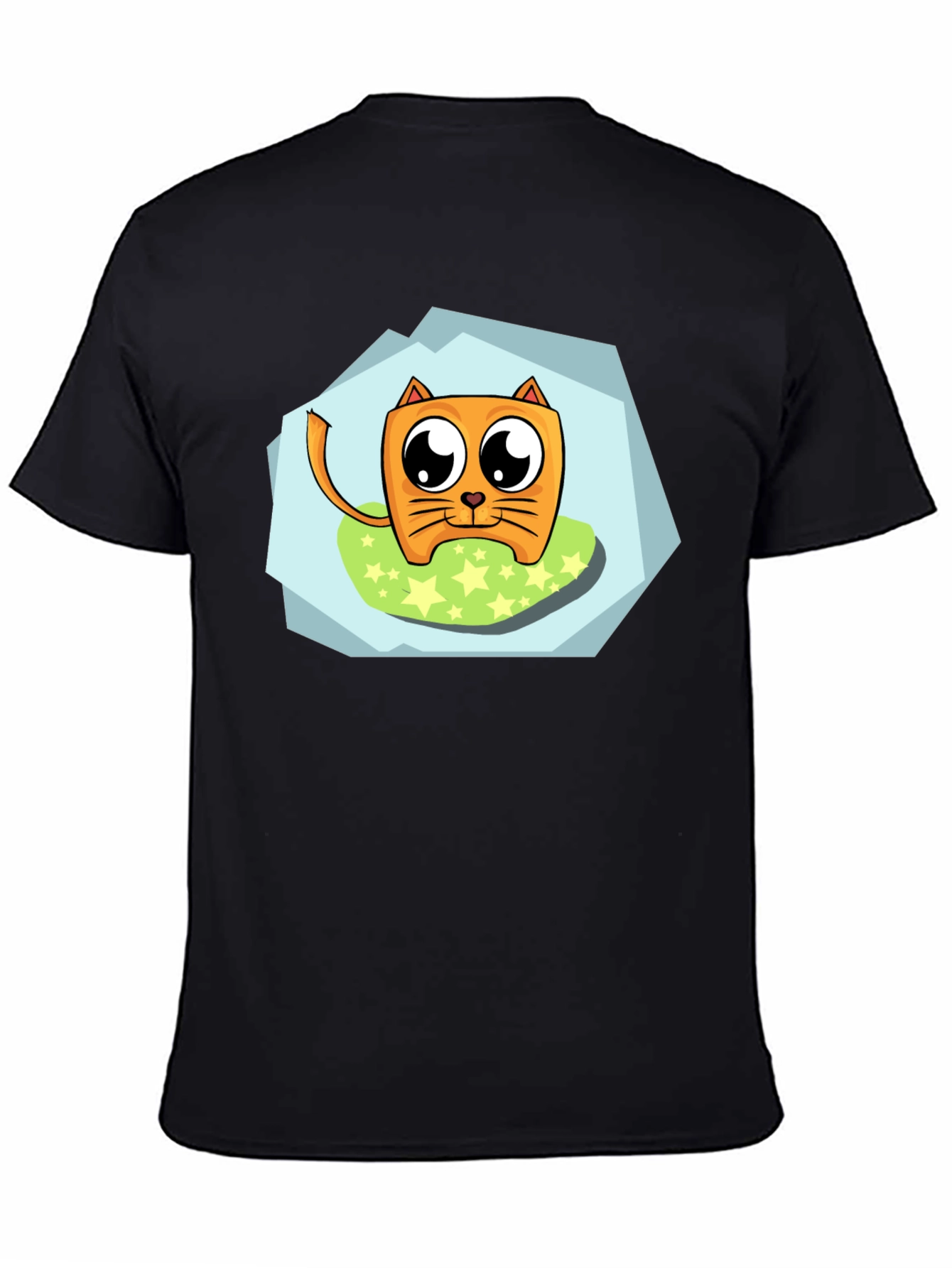 Cartoon Cat Graphic Tee - Black Casual Shirt
