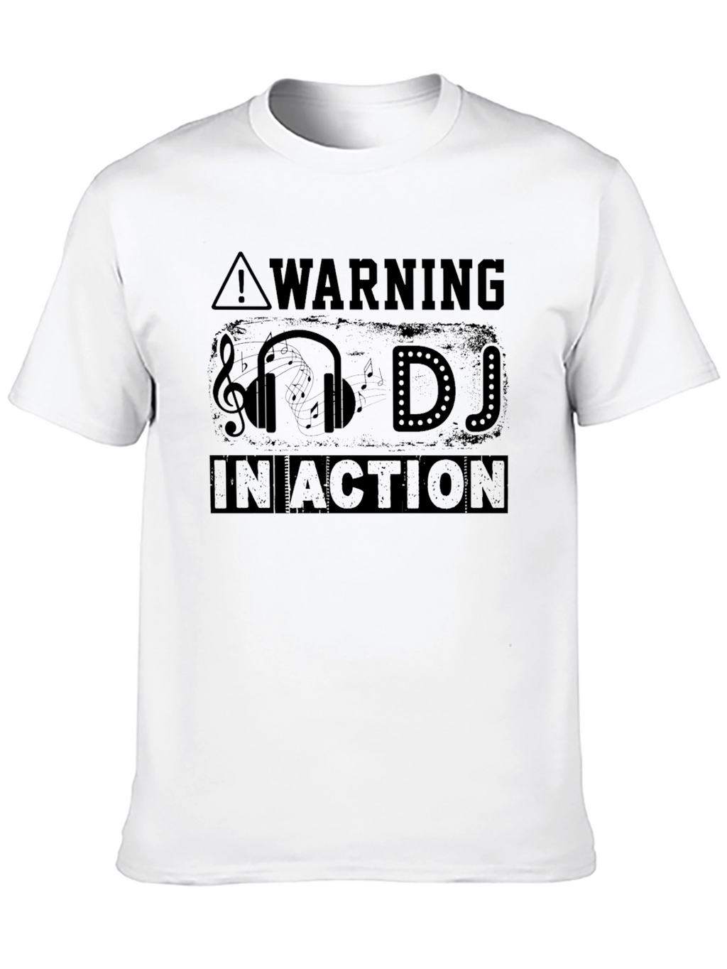 Warning DJ in Action Black Graphic T-Shirt