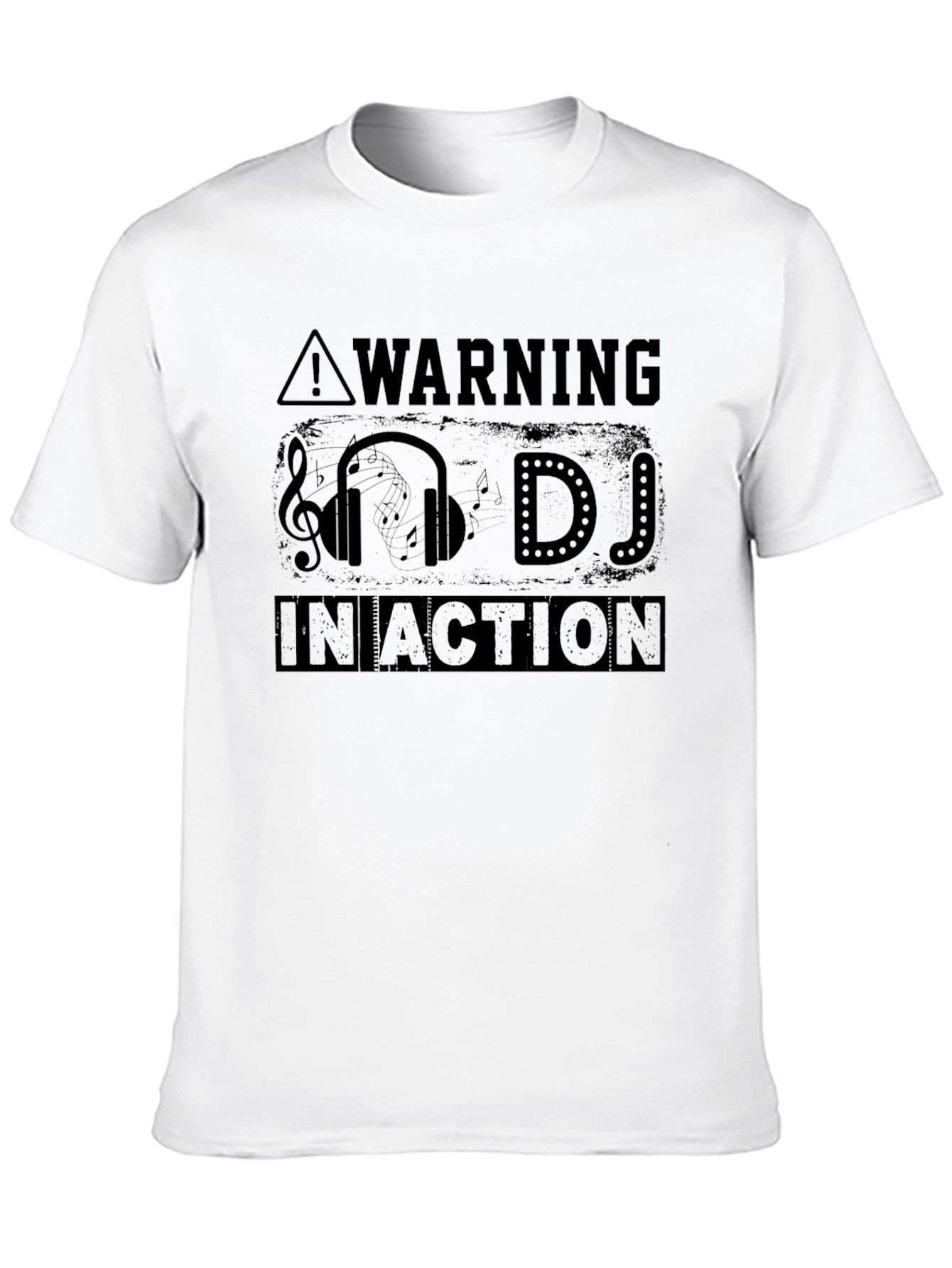 Warning DJ in Action Black Graphic T-Shirt