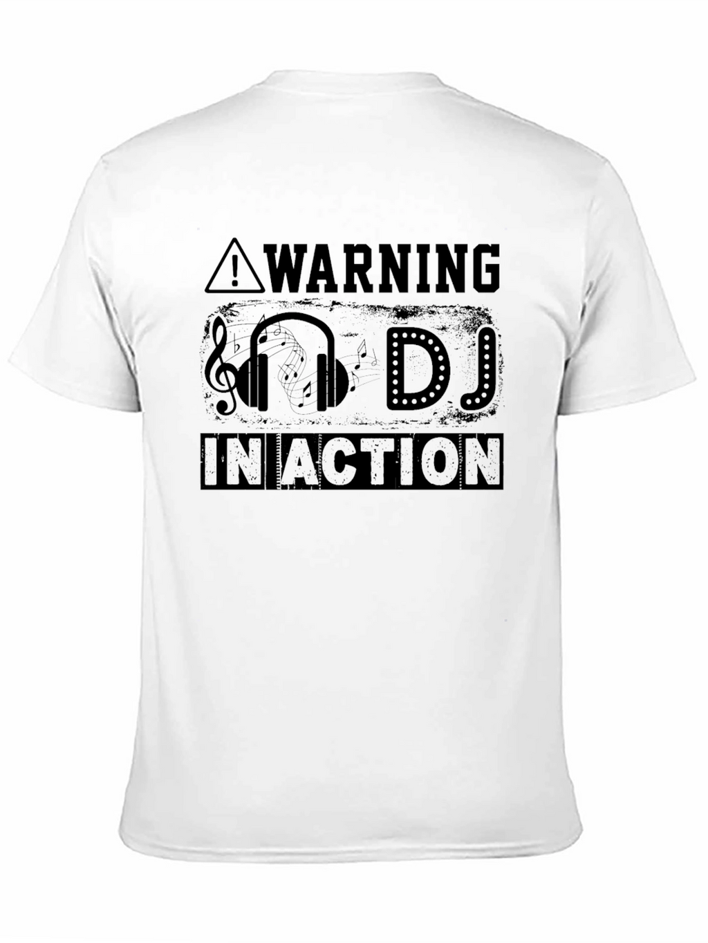 Warning DJ in Action Black Graphic T-Shirt