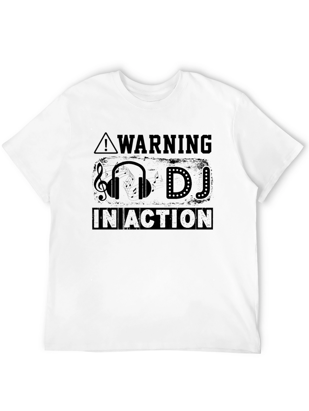 Warning DJ in Action Black Graphic T-Shirt