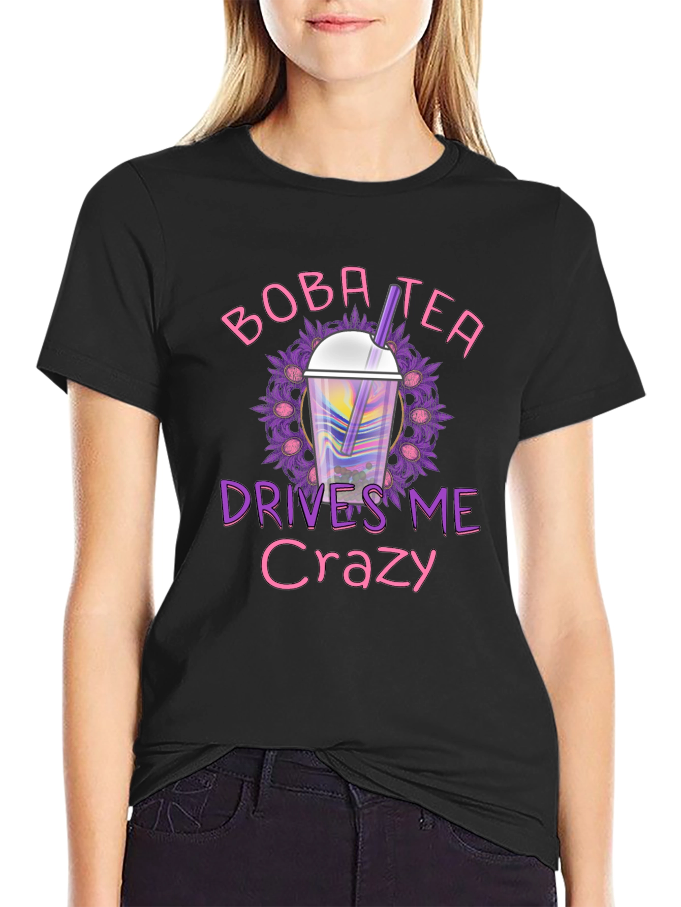 Boba Tea Drives Me Crazy Black T-Shirt