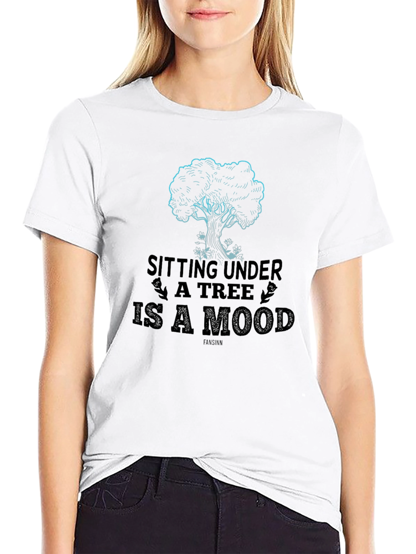 Sitting Under A Tree is a Mood Black T-Shirt