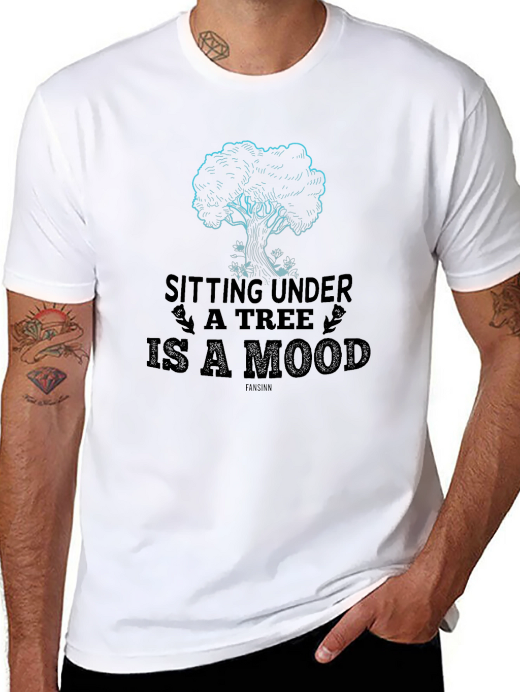 Sitting Under A Tree is a Mood Black T-Shirt