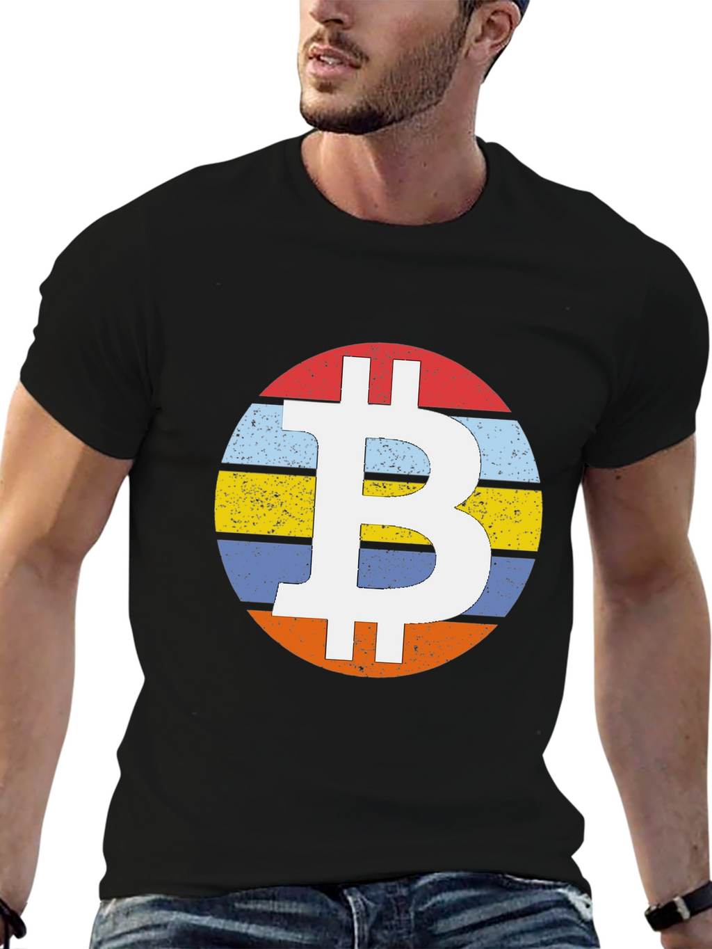 Bitcoin Retro Stripe T-Shirt