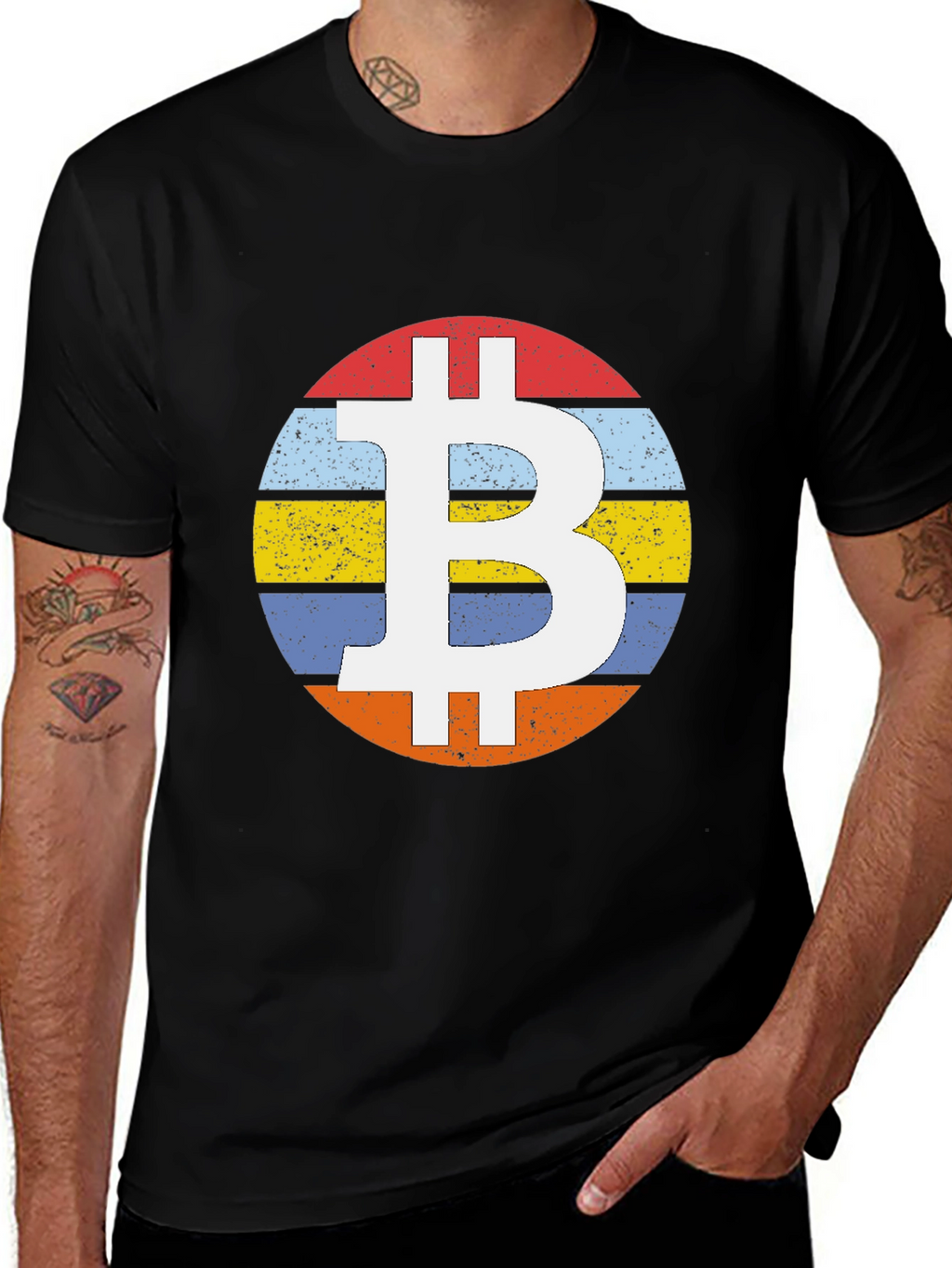 Bitcoin Retro Stripe T-Shirt