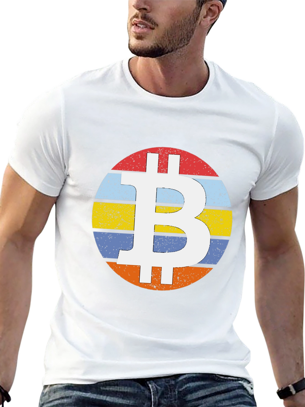 Bitcoin Retro Stripe T-Shirt