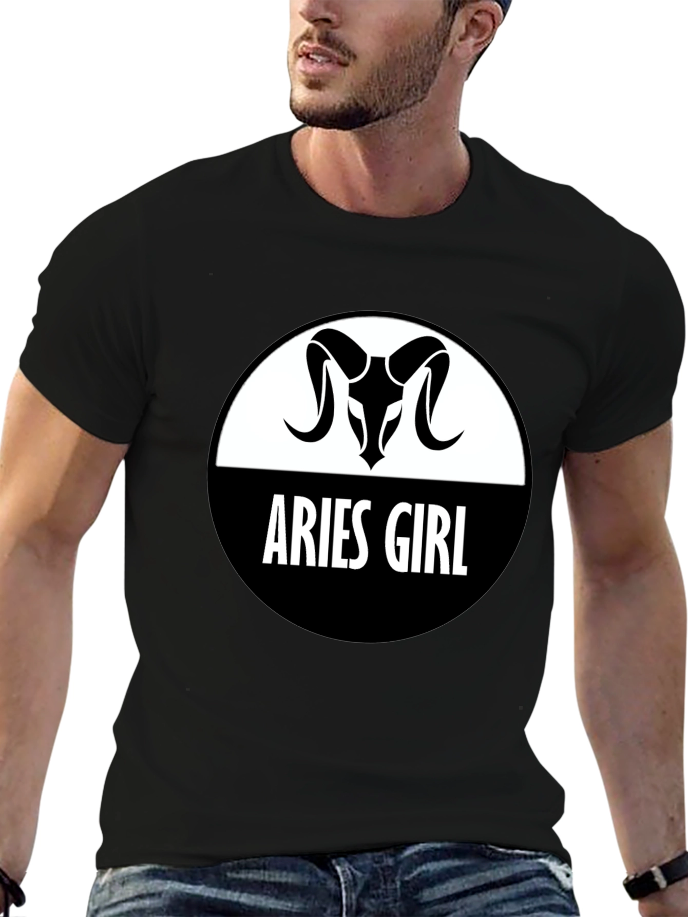 Aries Girl Zodiac T-Shirt - Black Cotton Tee