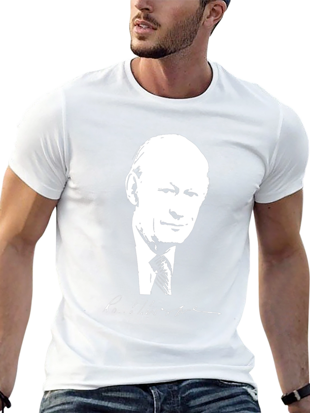 Black T-Shirt with White Graphic Design