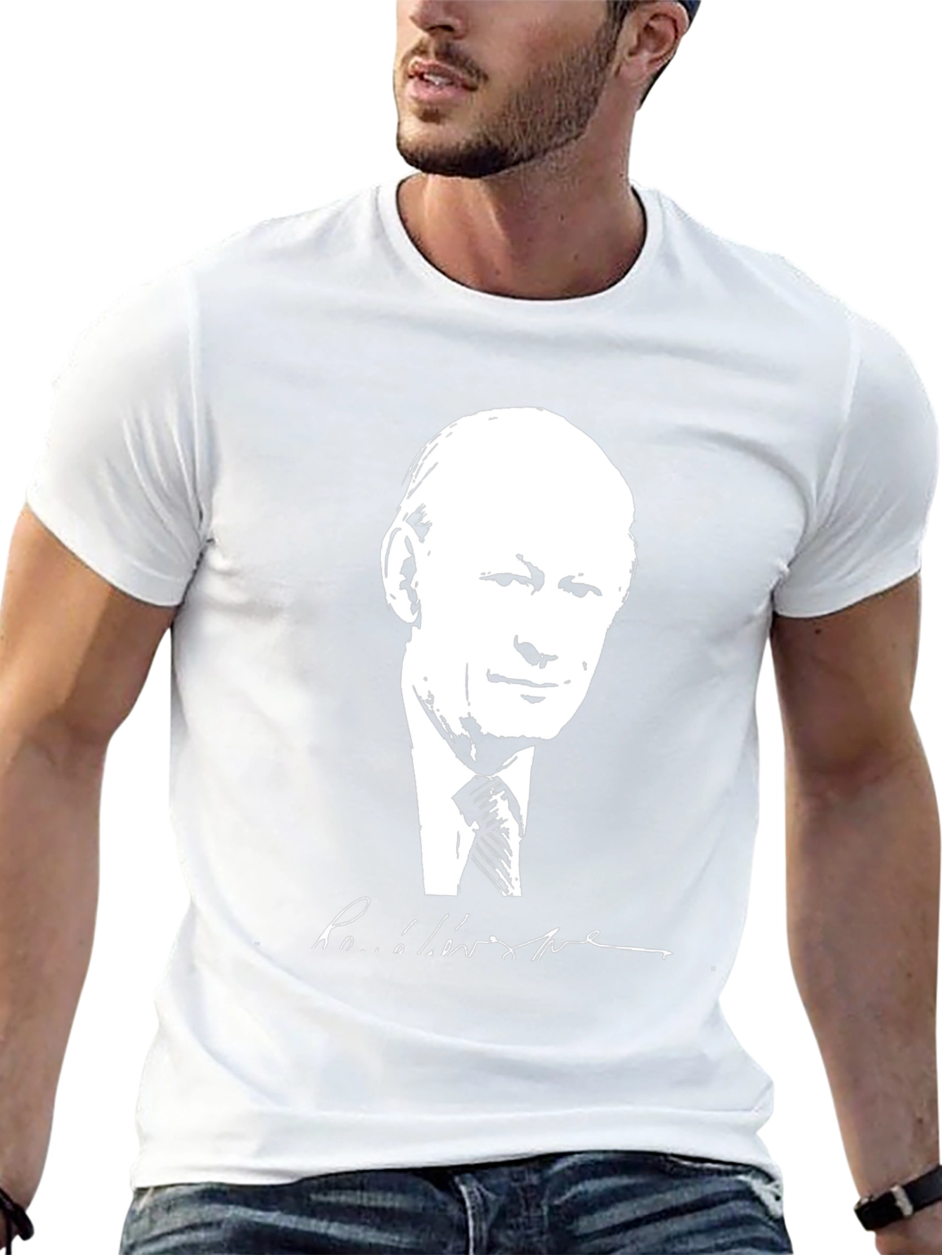 Black T-Shirt with White Graphic Design