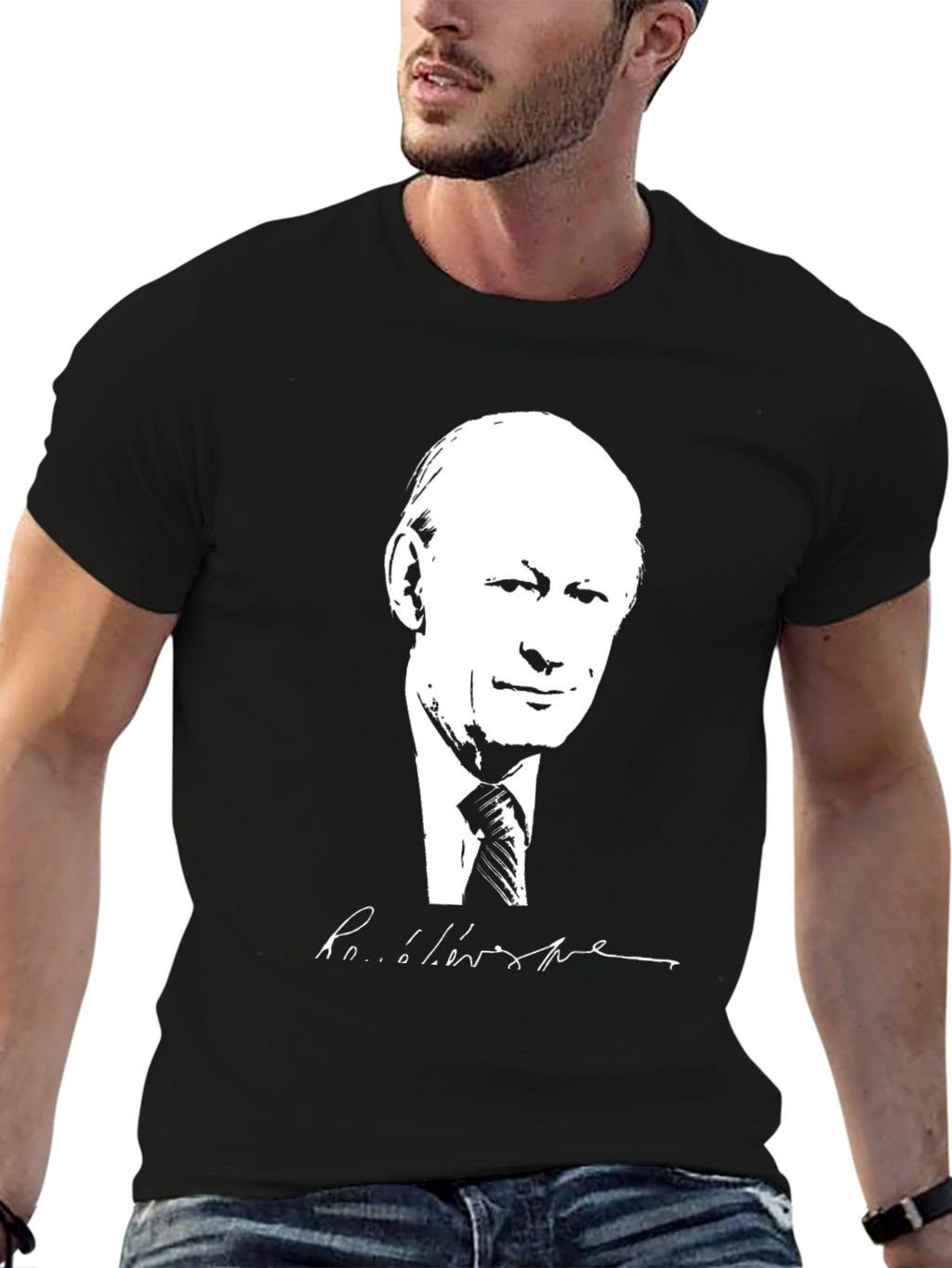 Black T-Shirt with White Graphic Design