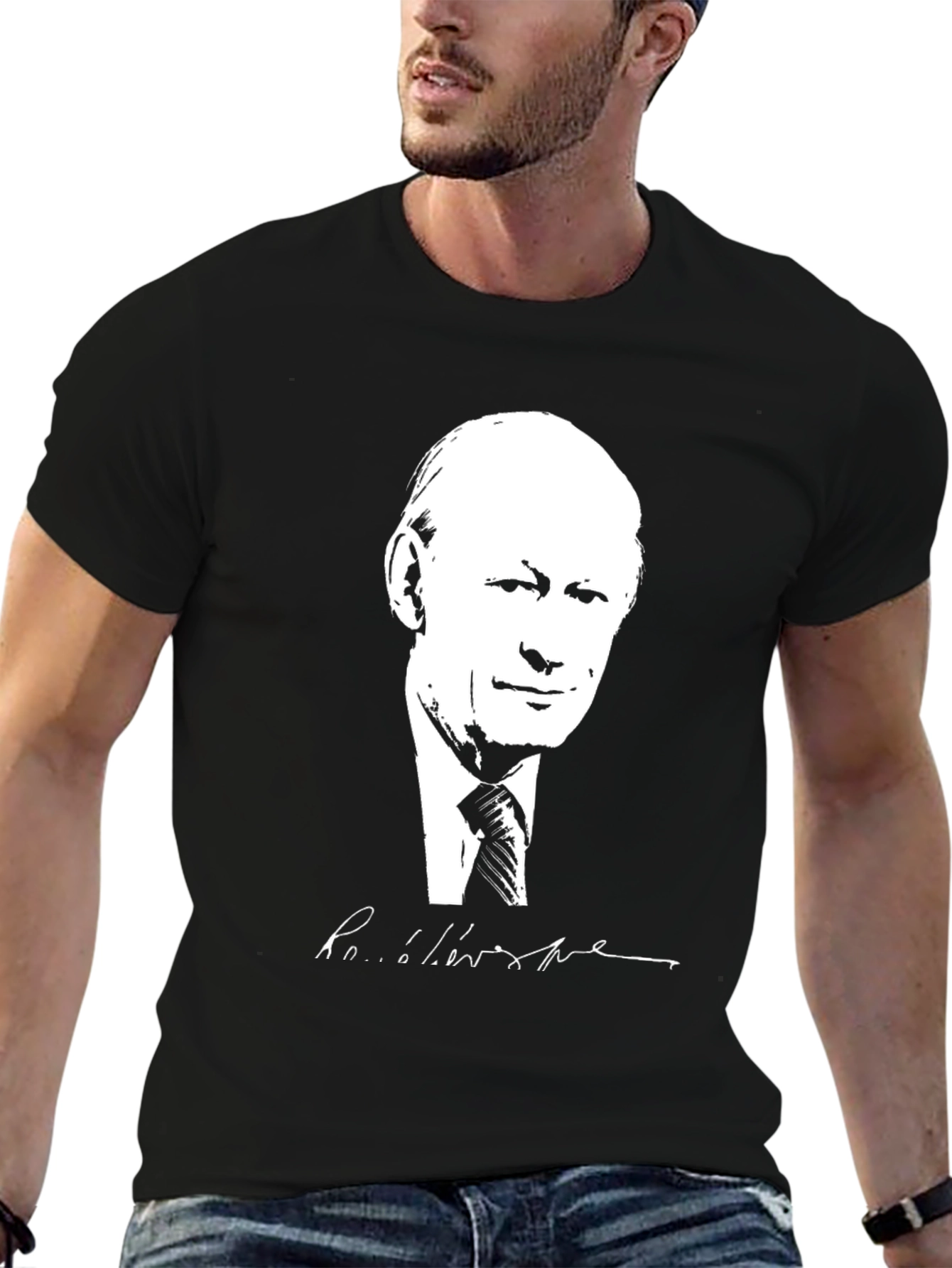 Black T-Shirt with White Graphic Design
