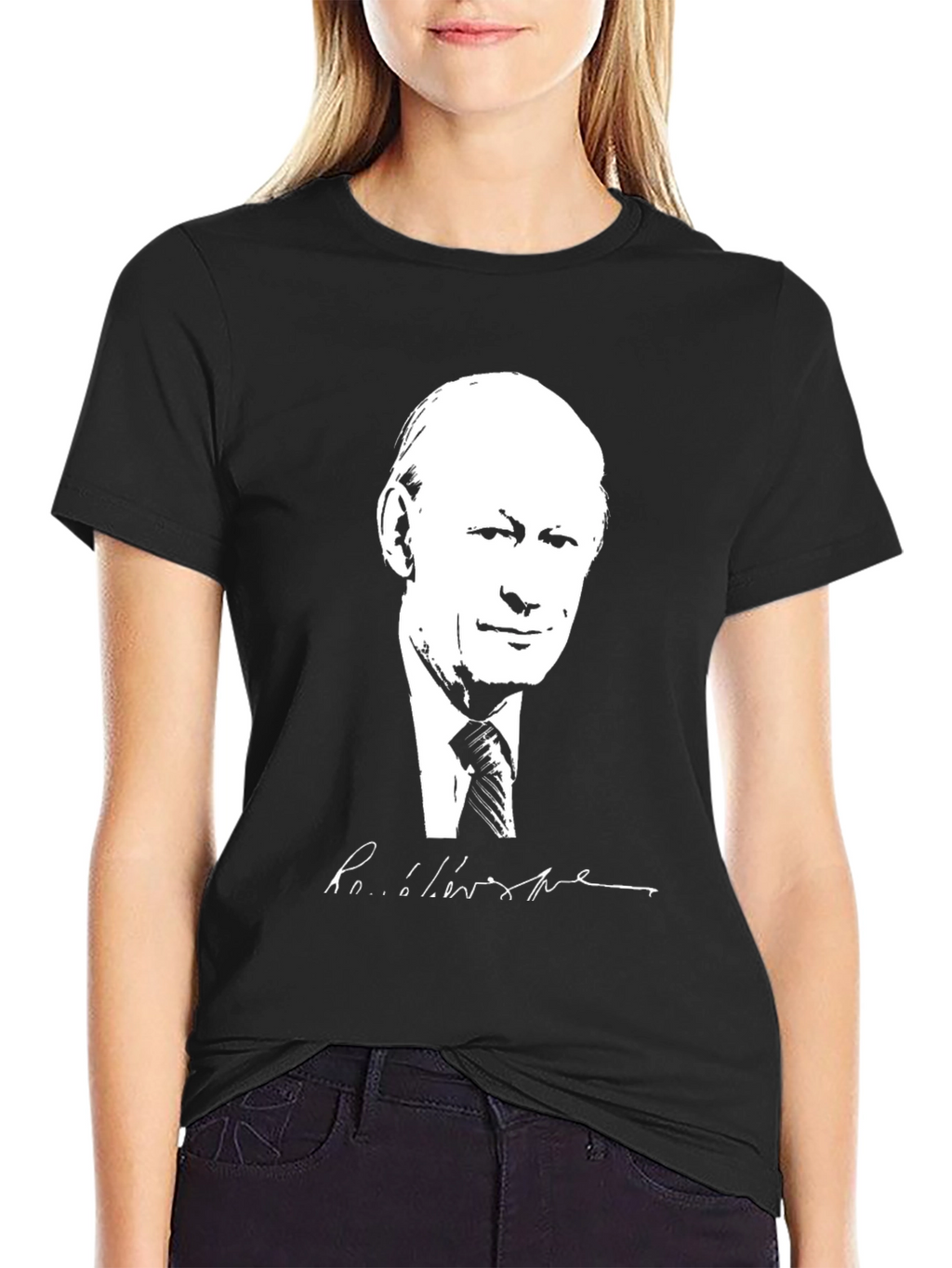 Black T-Shirt with White Graphic Design
