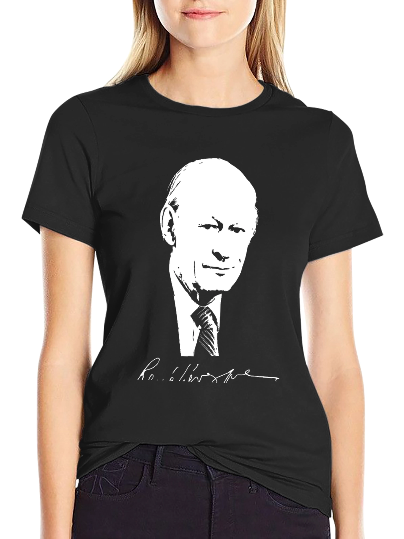 Black T-Shirt with White Graphic Design