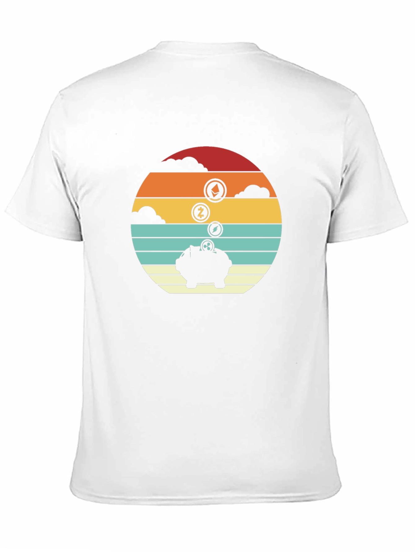 Retro Crypto Piggy Bank Black T-Shirt