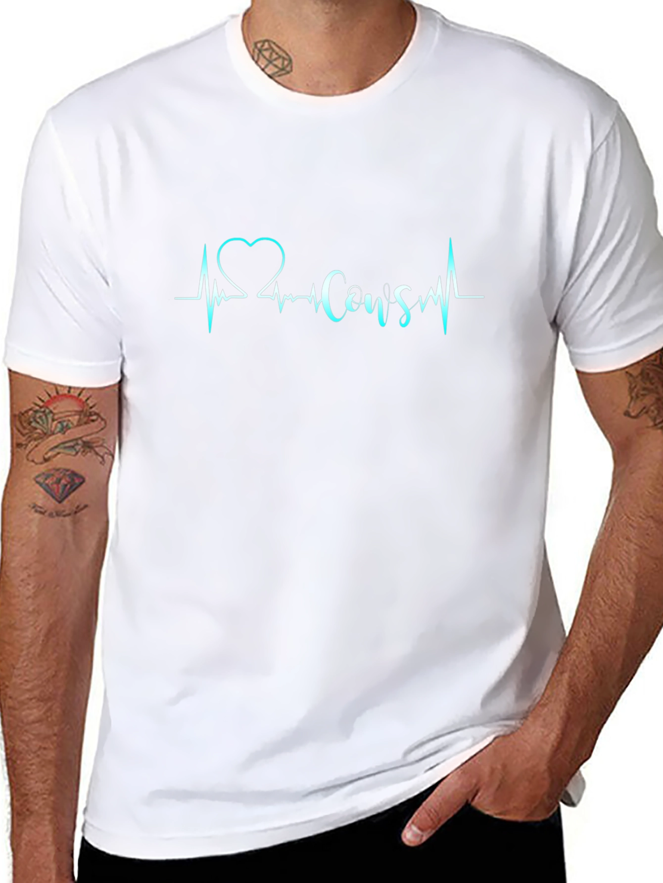 Love Cows Black T-Shirt - Heartbeat Design