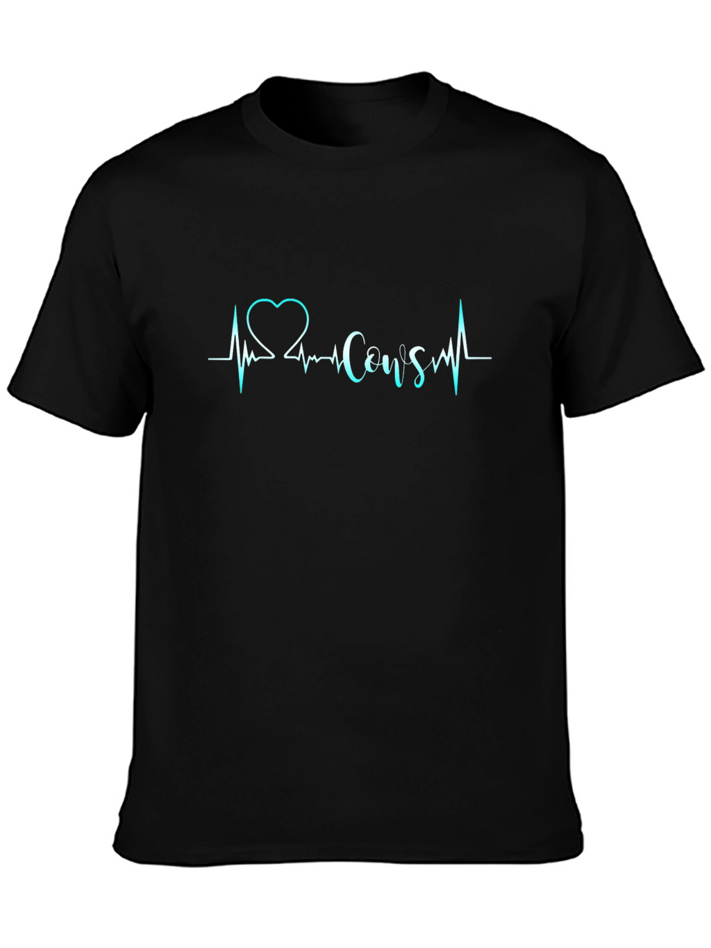 Love Cows Black T-Shirt - Heartbeat Design