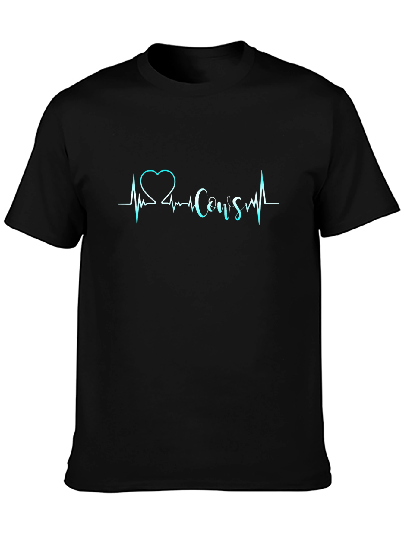 Love Cows Black T-Shirt - Heartbeat Design