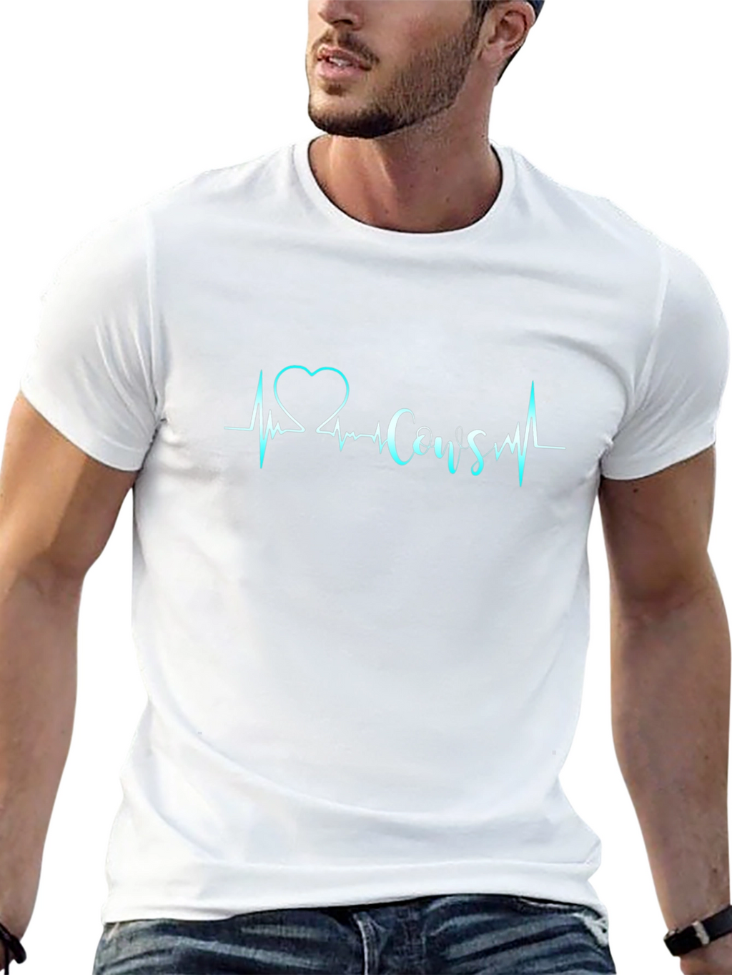 Love Cows Black T-Shirt - Heartbeat Design