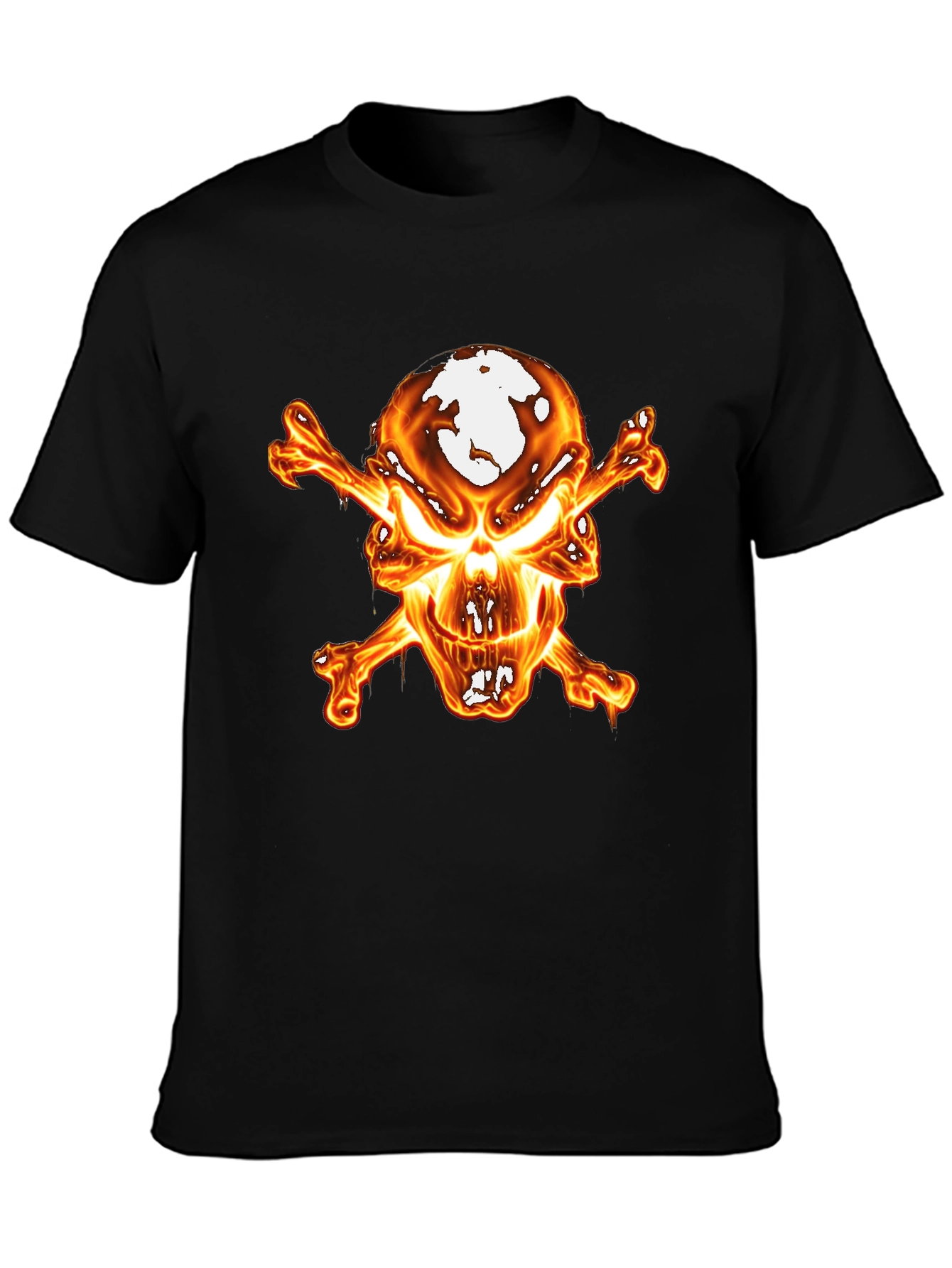 Flaming Skull Graphic Tee - Mens Black T-Shirt