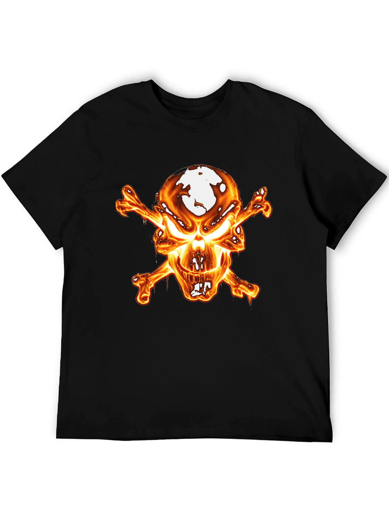 Flaming Skull Graphic Tee - Mens Black T-Shirt