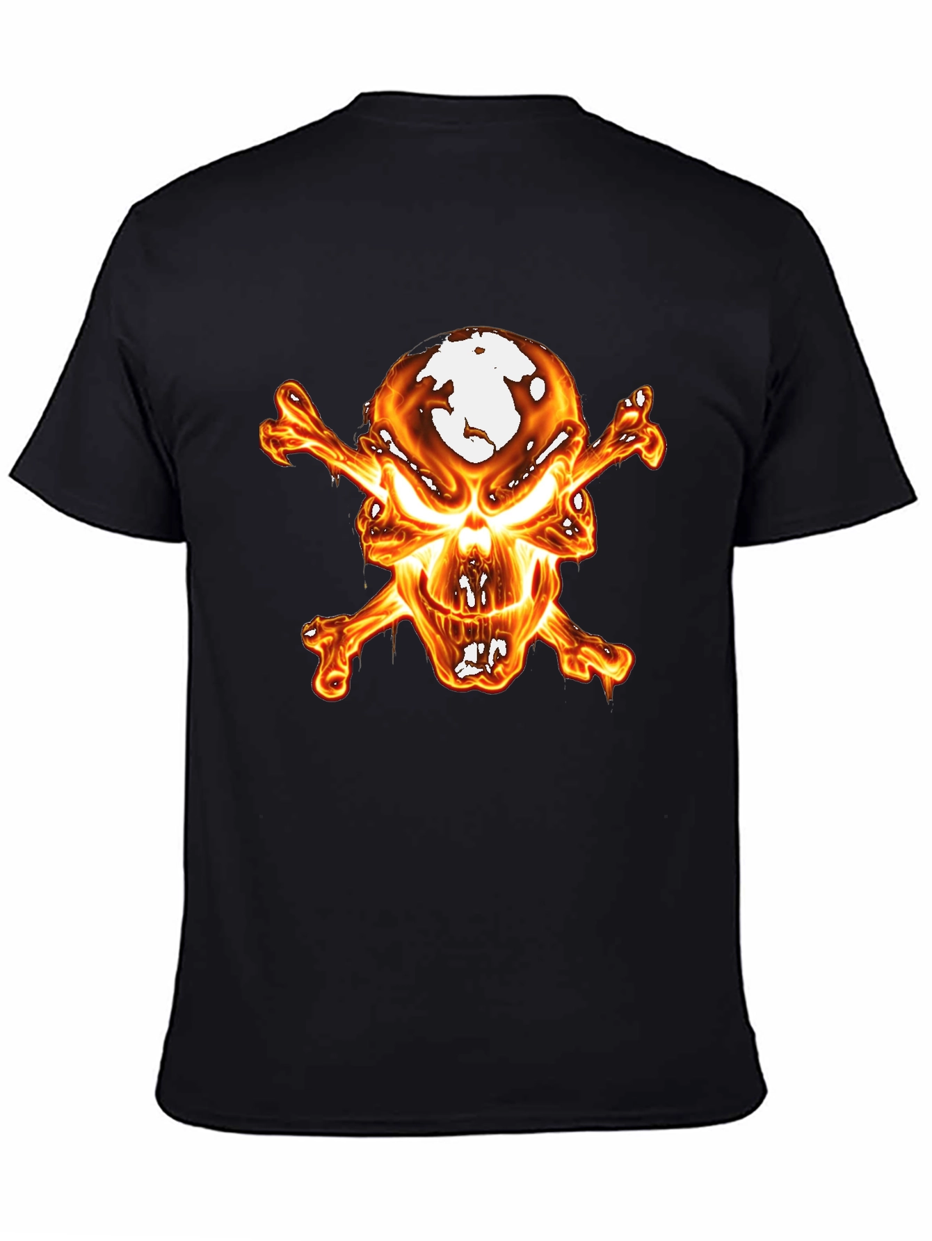 Flaming Skull Graphic Tee - Mens Black T-Shirt