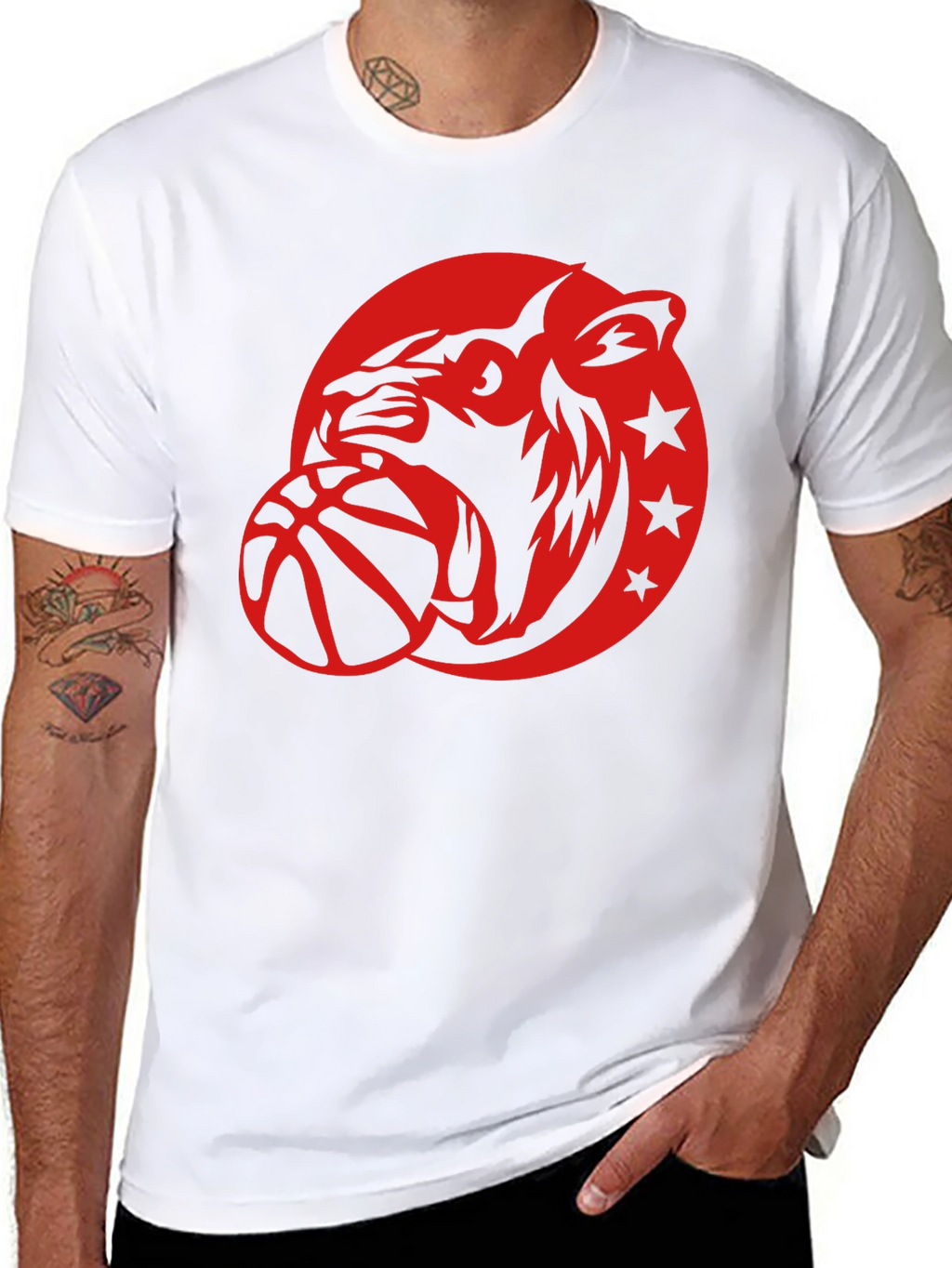Cool Graphic Tee - Tiger Basketball Design