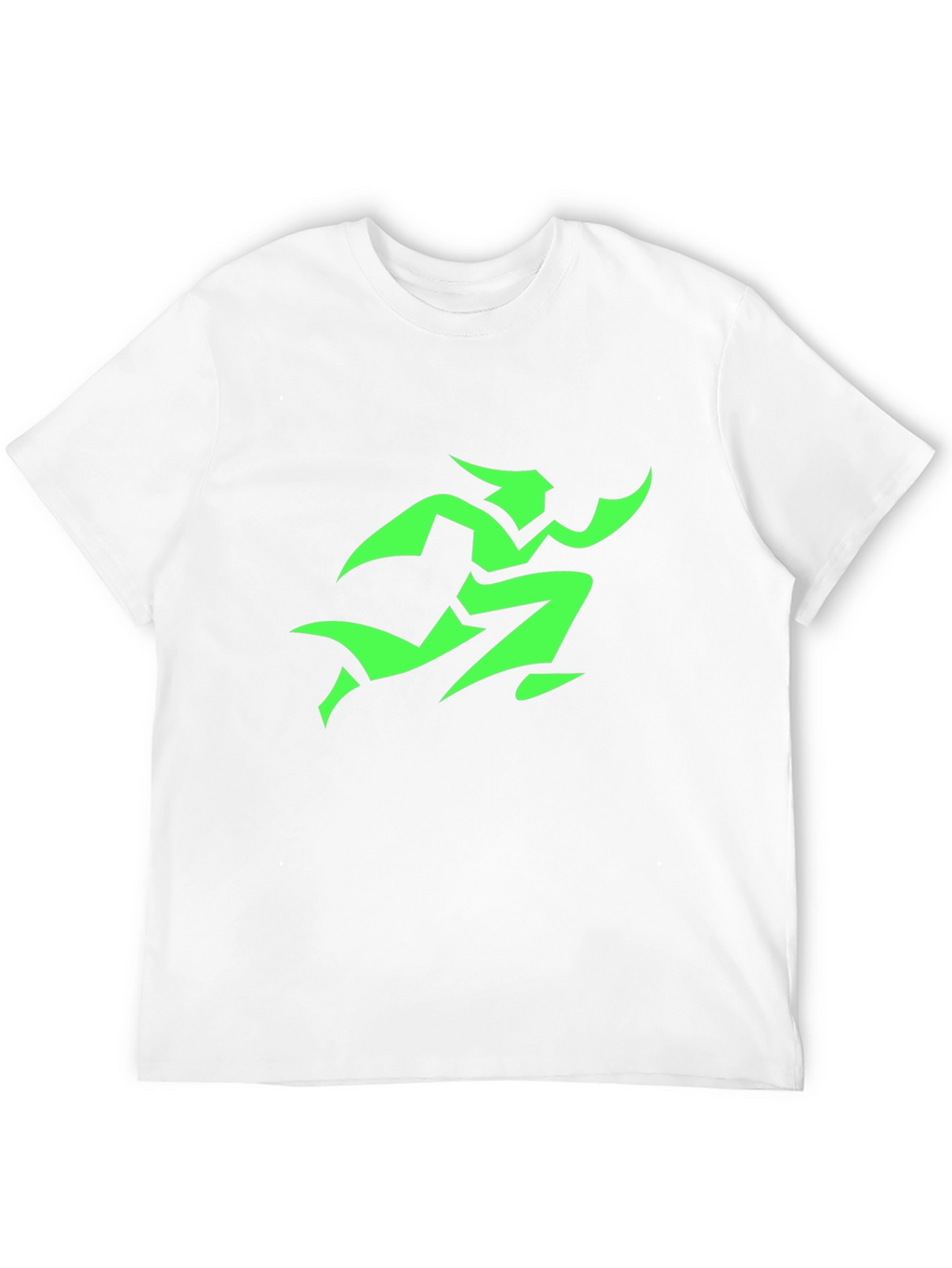 Mens Black T-Shirt with Green Runner Graphic