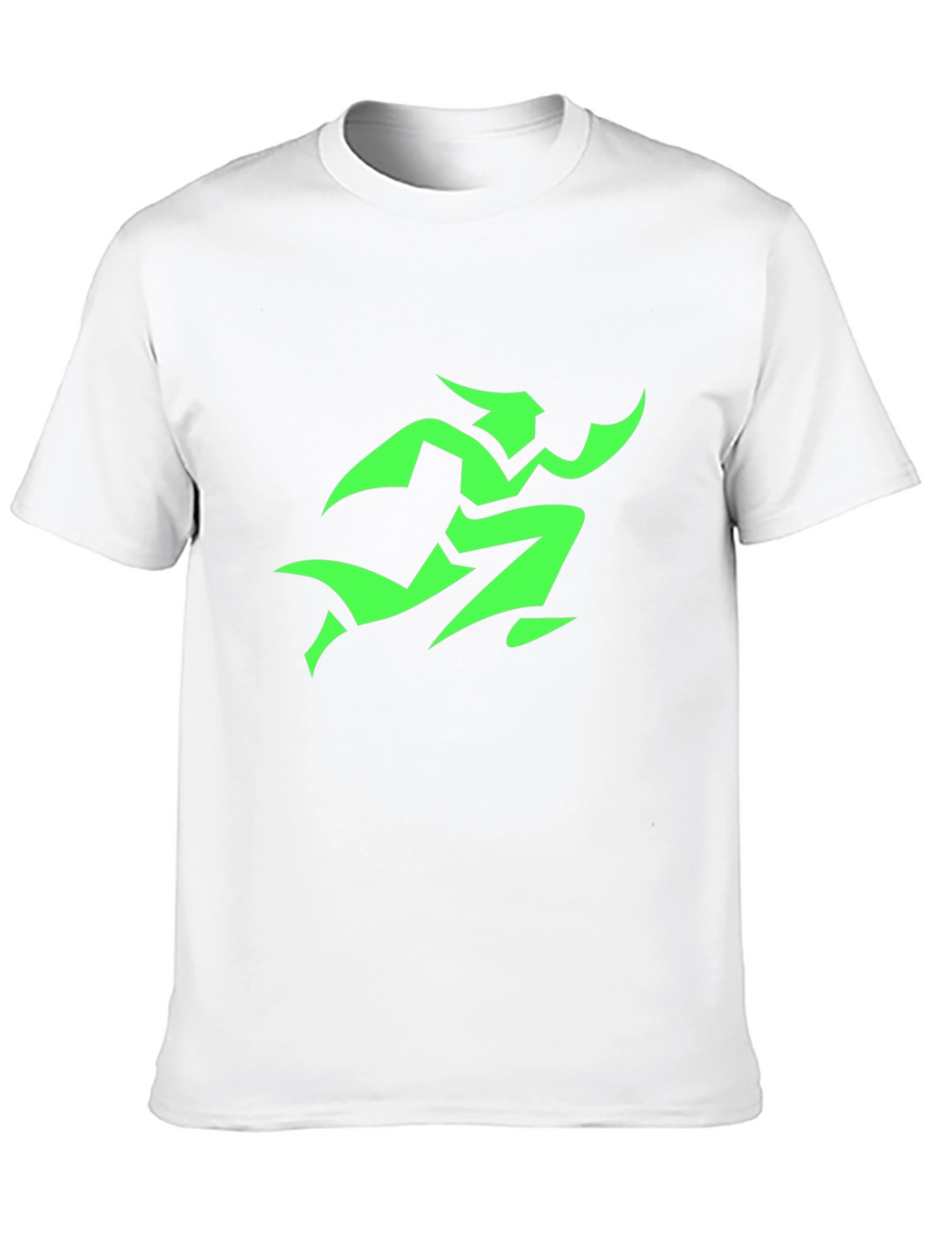 Mens Black T-Shirt with Green Runner Graphic